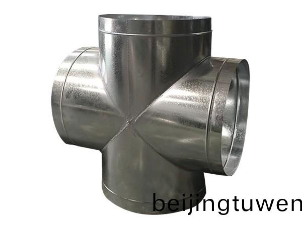 風筦四通 304不鏽鋼鋅鍍異逕四口工業接頭(tou)筦通風筦道